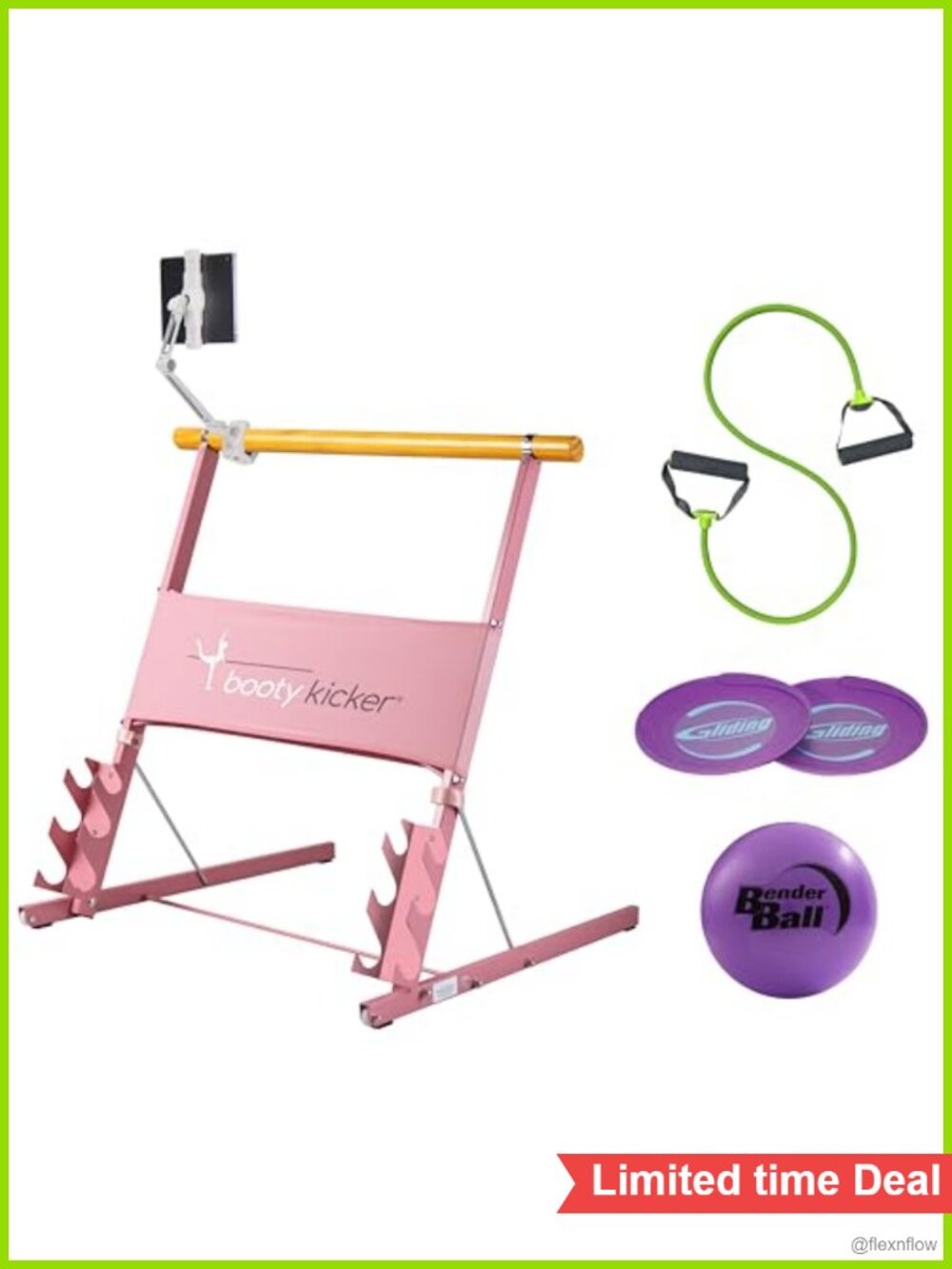 Portable Ballet Barre Bundle with Tablet Holder, Bender Ball, Gliding Discs,